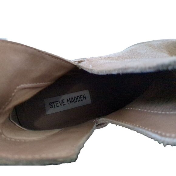 Steve Madden Womens 8 Ankle Boot Slip On Heel Suede Leather Tan - Picture 8 of 9